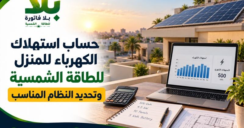 حساب استهلاك الكهرباء للمنزل للطاقة الشمسية وتحديد النظام المناسب حساب استهلاك الكهرباء للمنزل للطاقة الشمسية