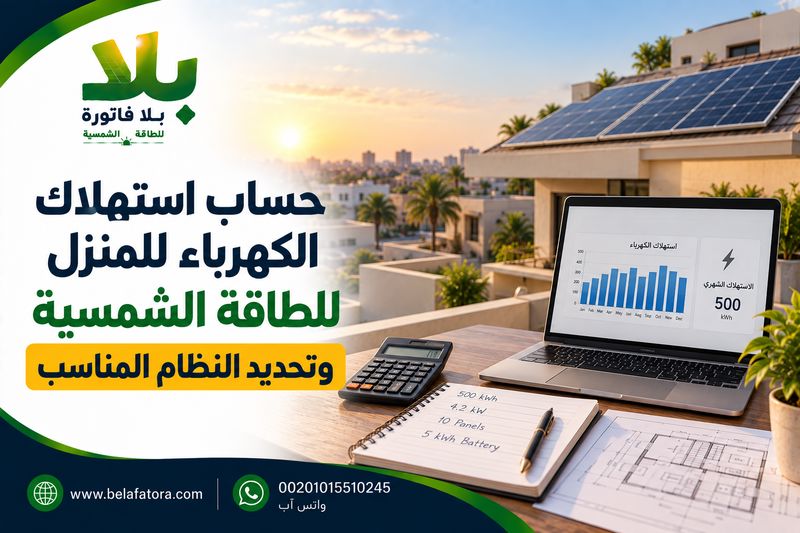حساب استهلاك الكهرباء للمنزل للطاقة الشمسية وتحديد النظام المناسب حساب استهلاك الكهرباء للمنزل للطاقة الشمسية