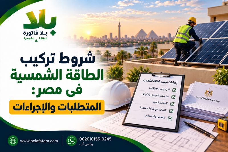 شروط تركيب الطاقة الشمسية في مصر: المتطلبات والإجراءات شروط تركيب الطاقة الشمسية في مصر